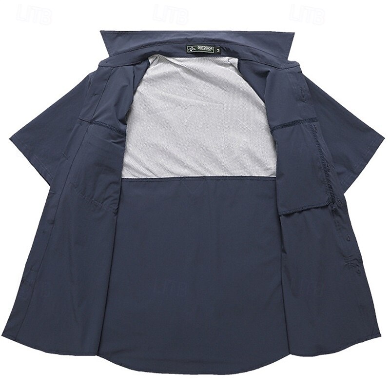 Men's Shirt Summer Shirt Casual Shirt Button Up Shirt Cargo Shirt Black Blue Green khaki Army Green Short Sleeve Plain Shirt Collar Vacation Hawaiian Pocket Clothing Apparel 100% Cotton Fashion3