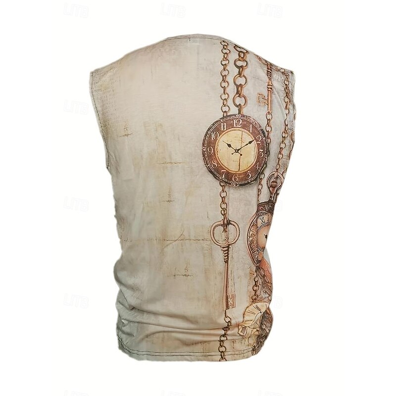 Men's Vintage Tank Top Henley Shirt Sleeveless Vintage Fashion Designer Outdoor Casual Daily Summer Spring &  Fall Khaki Henley Henley T-Shirt3