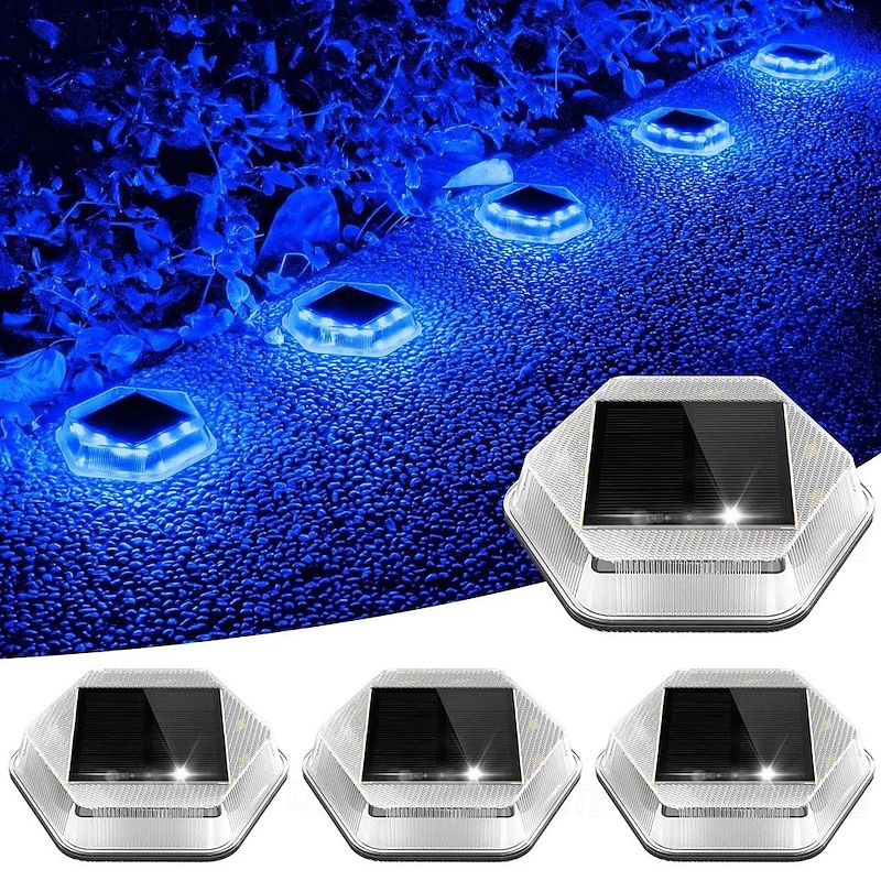 4 Pcs Solar LED Underground Lights Outdoor IP65 Waterproof Garden Light Garden Steps Stairs Lawn Lighting Decoration