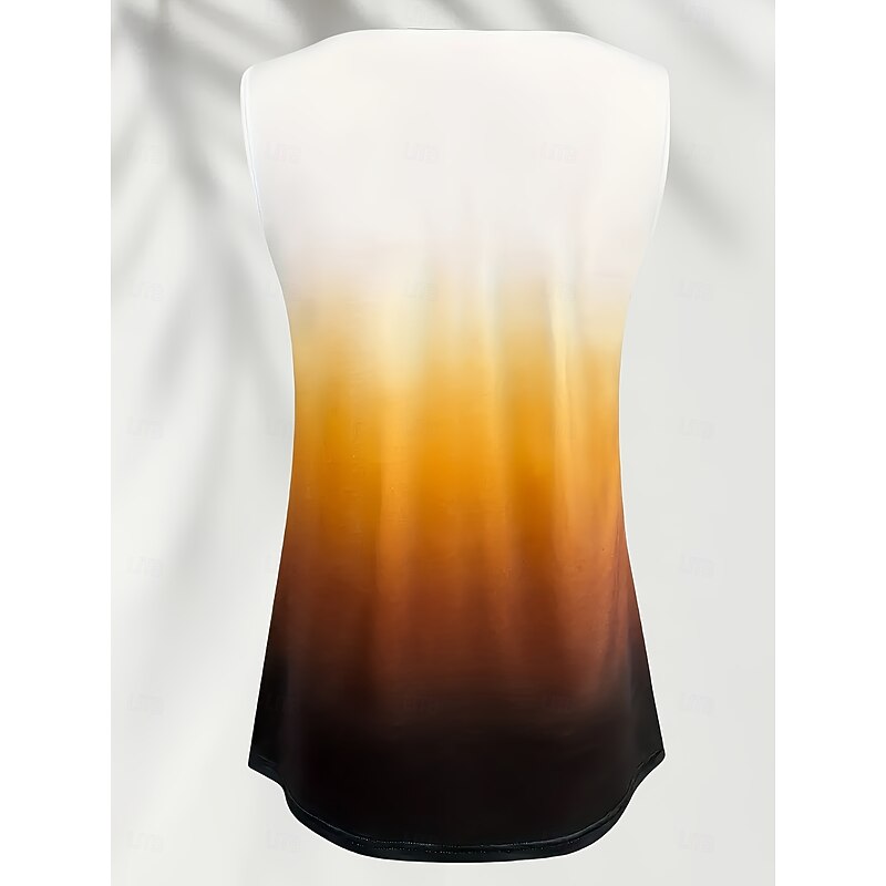 Women's Summer Tops Color Block Modern Sleeveless Asymmetric Neck Regular Tops Daily Light Brown Summer2