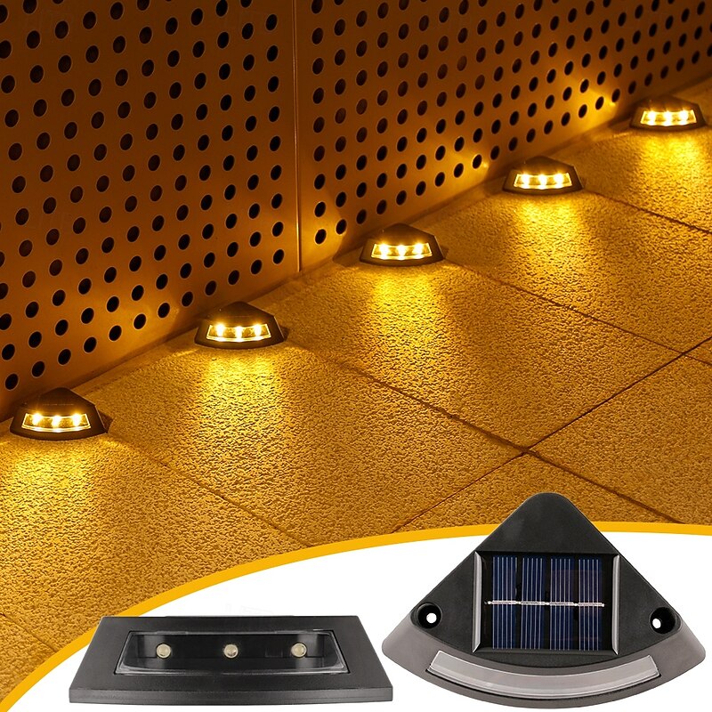 4 Pcs Solar Step Ground Light Solar Step Stair Decor Garden Lights Trail Light Outdoor Waterproof Yard Guide Light