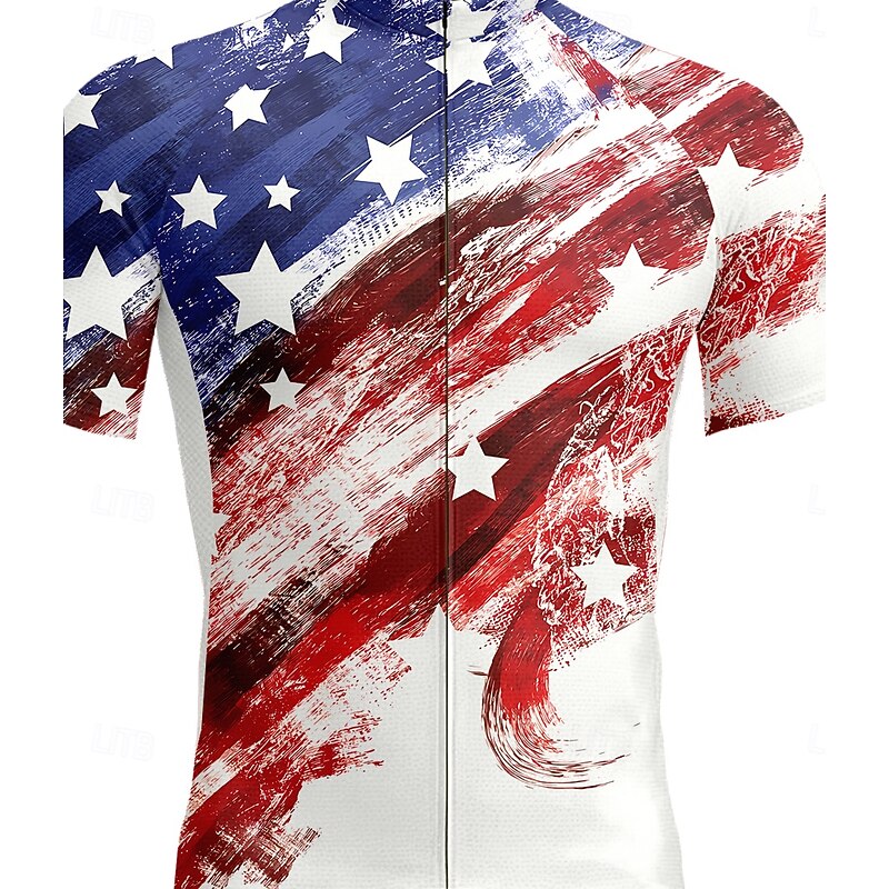 Men's Cycling Jersey Graphic National Flag Short Sleeve Bike Tee Tshirt Top with 3 Rear Pockets Quick Dry Front Zipper Wicking Sports Red Clothing Apparel3