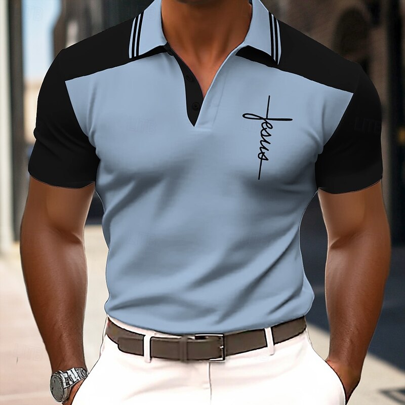 Easter Men's Graphic Polo Short Sleeve Polo Shirts Collared Shirts Vintage Athleisure Daily Wear 3D Print Summer Blue Purple Orange4