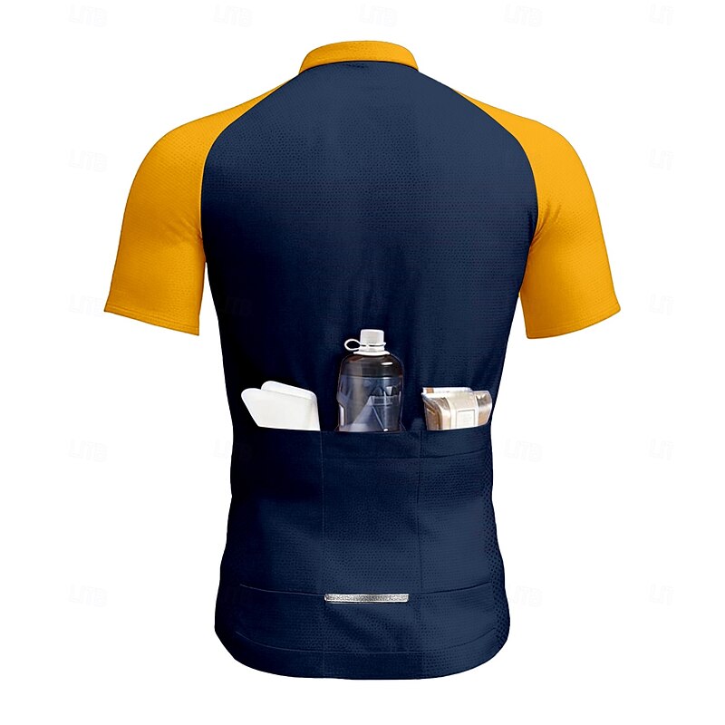 Men's Cycling Jersey Graphic Letter & Number Short Sleeve Bike Tee Tshirt Jersey Top with 3 Rear Pockets UV Resistant Quick Dry Front Zipper Reflective Strips Sports Blue Clothing Apparel2