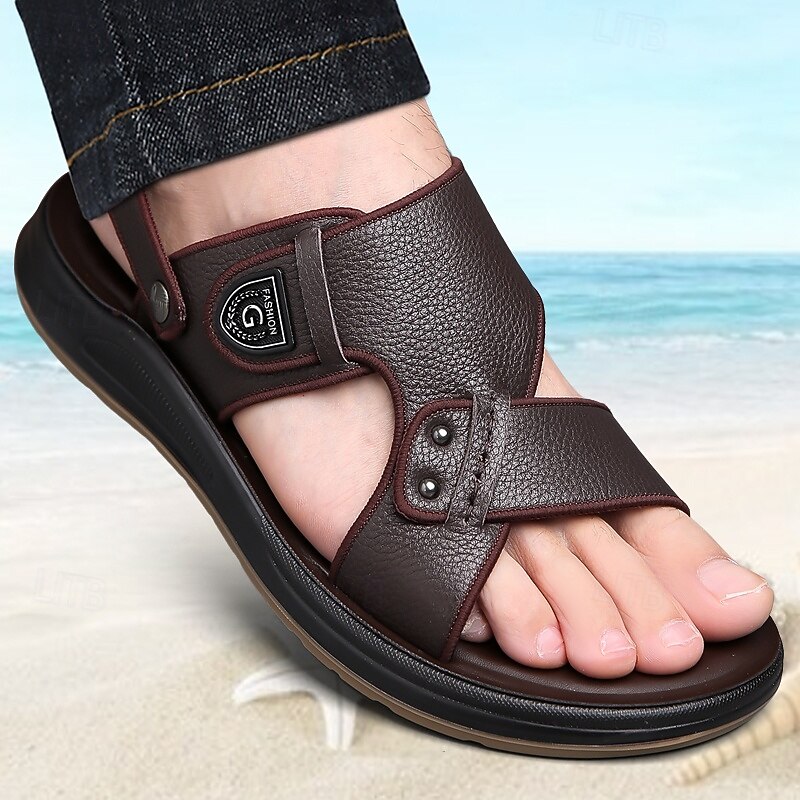 Men's Fashionable Faux Leather Sandals with Buckle Straps – Trendy and Comfortable Footwear for Summer and Everyday Wear2