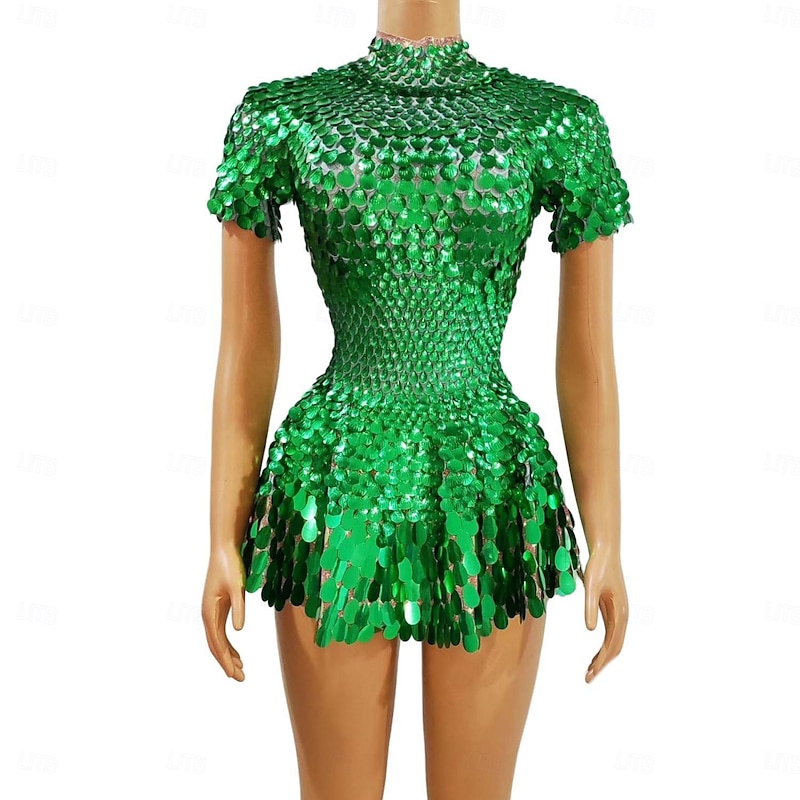 Drag Queen Halloween Dress Mini Sequin Dress Pride Glamorous Sparkle Sheer Women's Halloween Carnival Party Easy Halloween Costumes Dress Up3