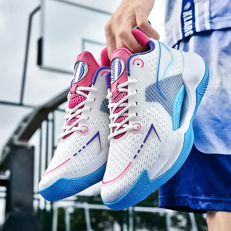 Men's White and Blue Basketball Sneakers with Cushioning Technology – Comfortable and Supportive Shoes for Basketball Games2