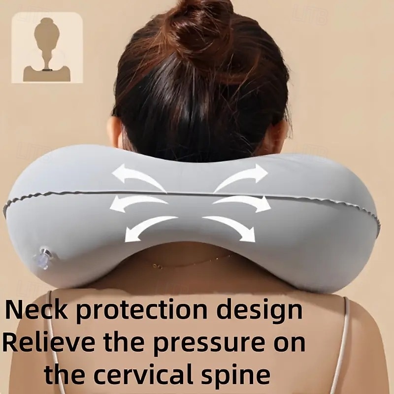 U-Shaped Inflatable Pillow, Nylon Fabric Snap Closure, Hand Washable, All-Season Comfort for Multi-Position Sleeping, Space-Themed Office & Outdoor Tent Pillow4