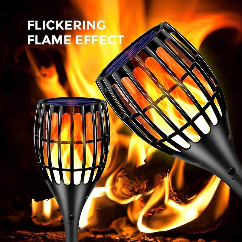 4pcs Solar Pathway Lights Torch with Lighting Template Outdoor Waterproof Garden Waterproof Lawn Lights Yard Pathway Camping Landscape Decoration