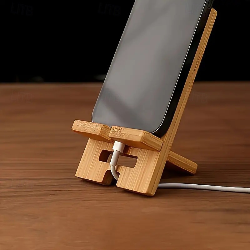 Wooden Minimalist Phone Holder, Universal Clip Stand for Smartphones, Office Desktop Organization and Charging Station4