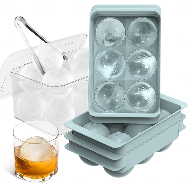Large Ice Cube Molds, Big Round Whiskey Ice Cube Trays for Freezer, Easy to Fill & Release, Whiskey Bourbon Cocktail