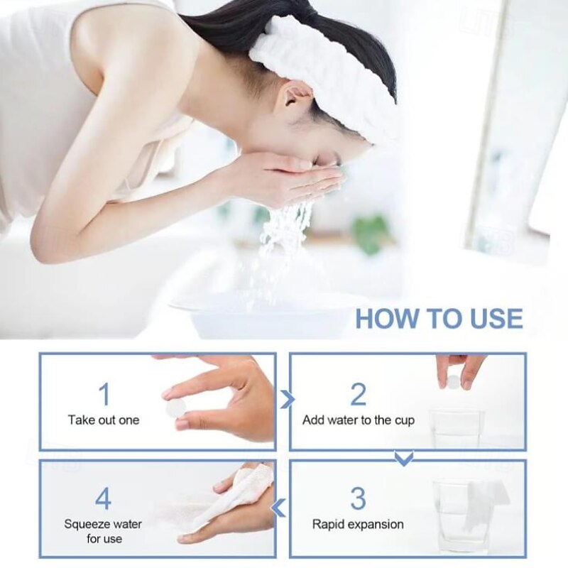 50PCS Compressed Towels Mini Tablets Disposable Portable Face Towel Cotton Coin Tissue Portable Towels for Travel Camping Hiking Outdoor Sports Beauty Salon3