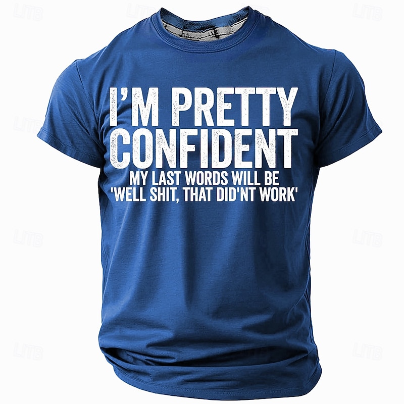 Men's Funny Slang T Shirt Short Sleeve T shirt 3D Print Crew Neck Shirt Fashion Daily Casual Street Casual Daily Black Red Blue Summer Spring Clothing Apparel S M L XL XXL XXXL