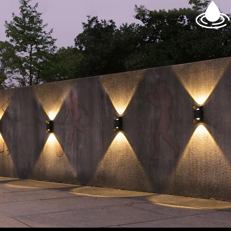2pcs Solar Wall Lights 2 Modes Lighting Outdoor Waterproof Up and Down Luminous Lighting Garden Decoration Solar Light Stair Fence Solar Landscape Lights
