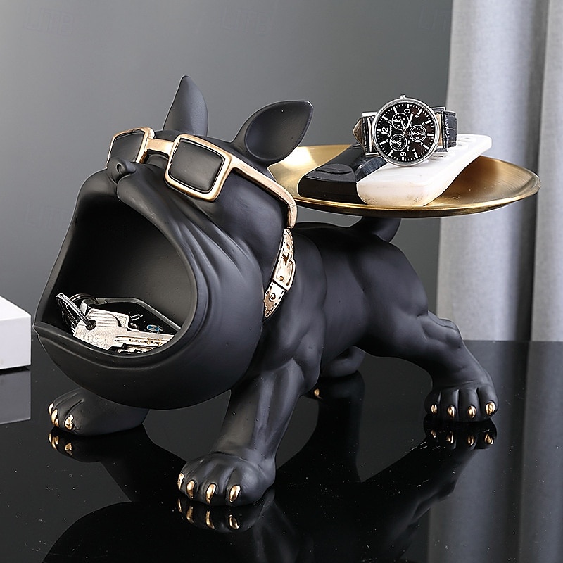 Luxury Dog Decor Key Tray for Entryway Shoe Cabinet, High-End Decorative Bowl for Keys Coins at Front Door or Living Room Console Table