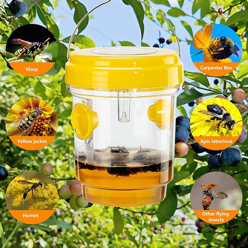 Wasp Traps Outdoor Hanging, Solar Bee Trap for Outside, Hornet Traps, Bee Wasp Catcher Outside Garden4