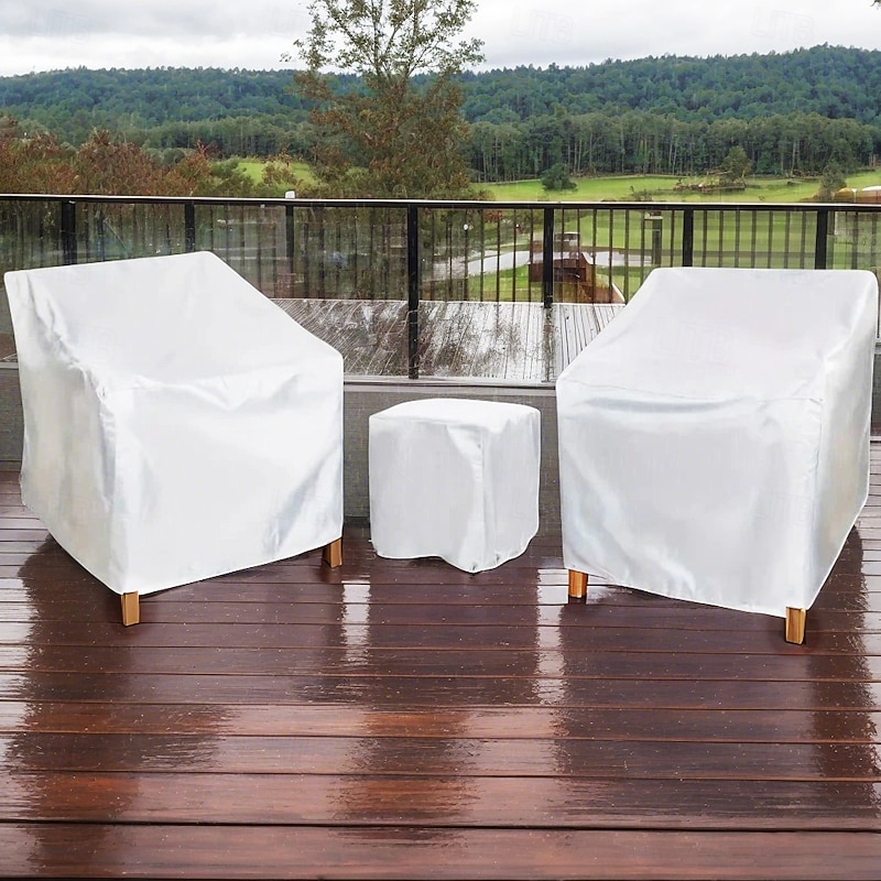 Patio Furniture Covers,210D Oxford Fabric,Patio Furniture Set Covers for 3 Piece Outdoor Bistro,Patio Sofa Covers Set for 2 Chairs and Coffee Table,Silver,Black
