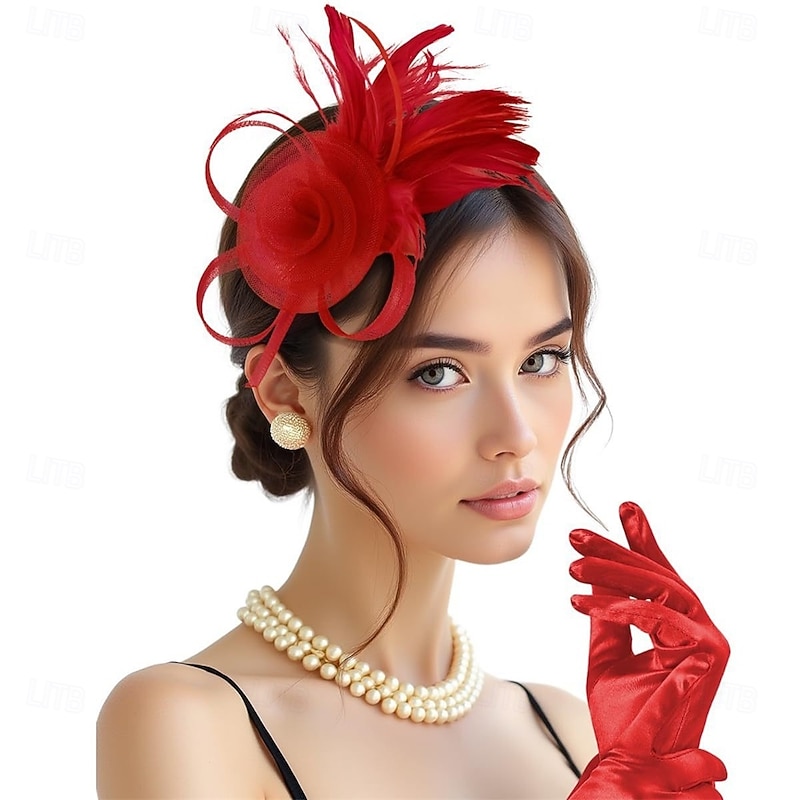 Headdress Tulle Feather Fedora Hat Wedding Evening Party Tea Party Horse Race Cocktail Elegant Vintage Cute With Feather Headpiece Headwear2