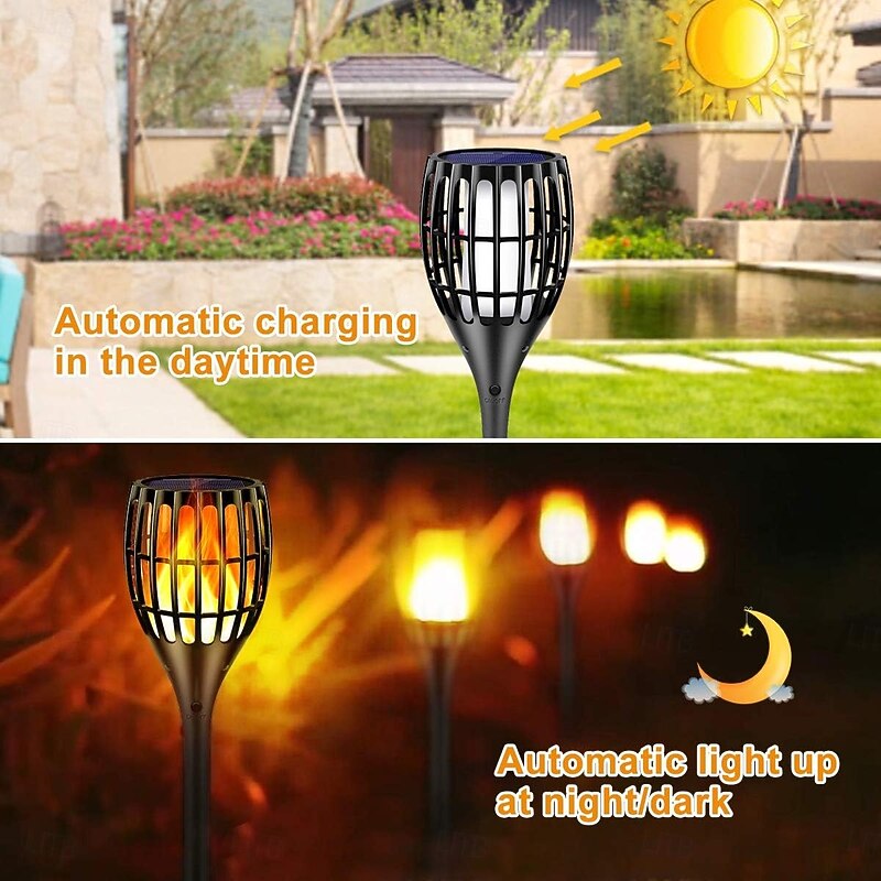 4pcs Solar Pathway Lights Torch with Lighting Template Outdoor Waterproof Garden Waterproof Lawn Lights Yard Pathway Camping Landscape Decoration3