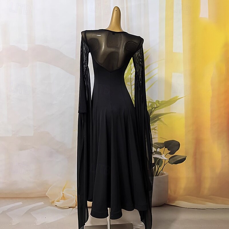 Ballroom Competition Dresses for Women Performance Long Sleeve Modern Dress Party Waltz Dance Costumes2