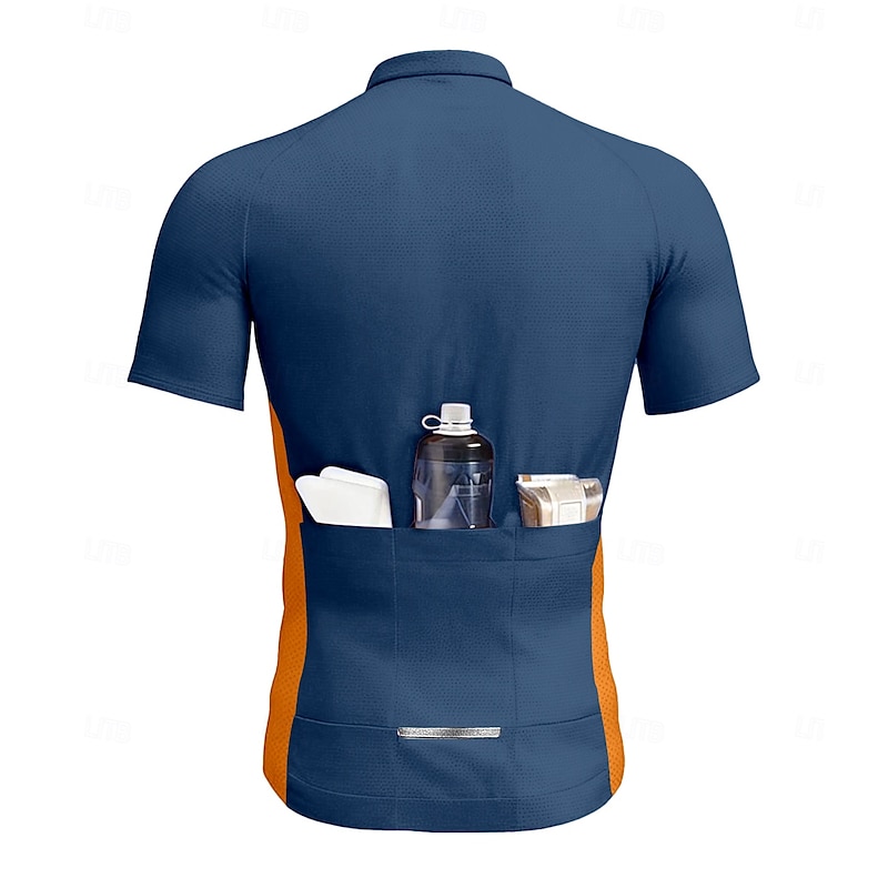 Men's Cycling Jersey Graphic Color Block Letter & Number Short Sleeve Bike Jersey Top with 3 Rear Pockets Sunscreen UV Resistant Quick Dry Reflective Strips Sports Dark Grey Black Army Green Clothing2