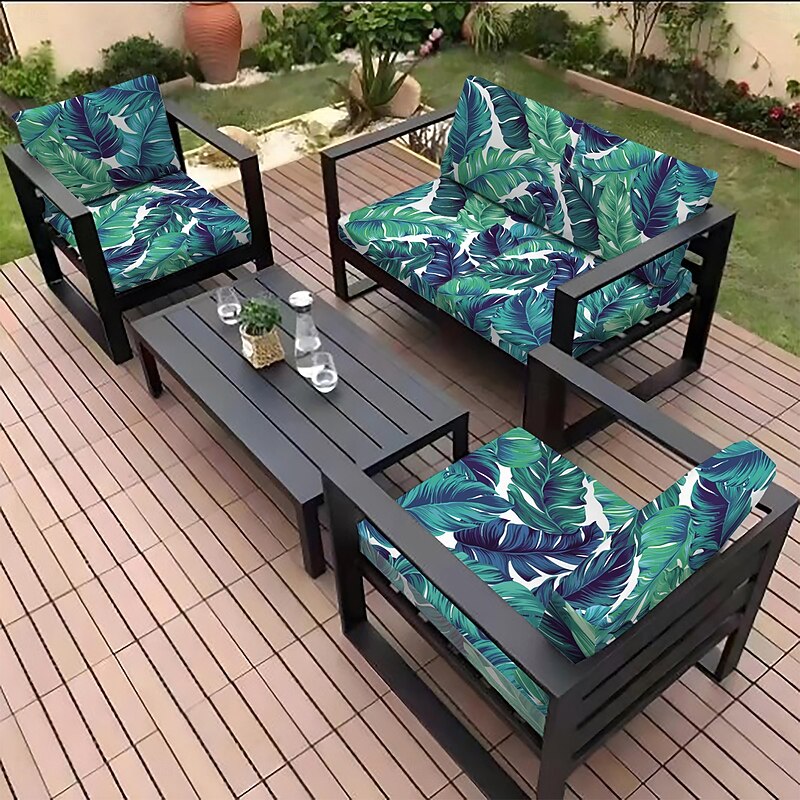 Outdoor Sofa Seat Cushion Cover Patio Funinture Cover Floral Yarn Dyed Microfiber Slipcovers3
