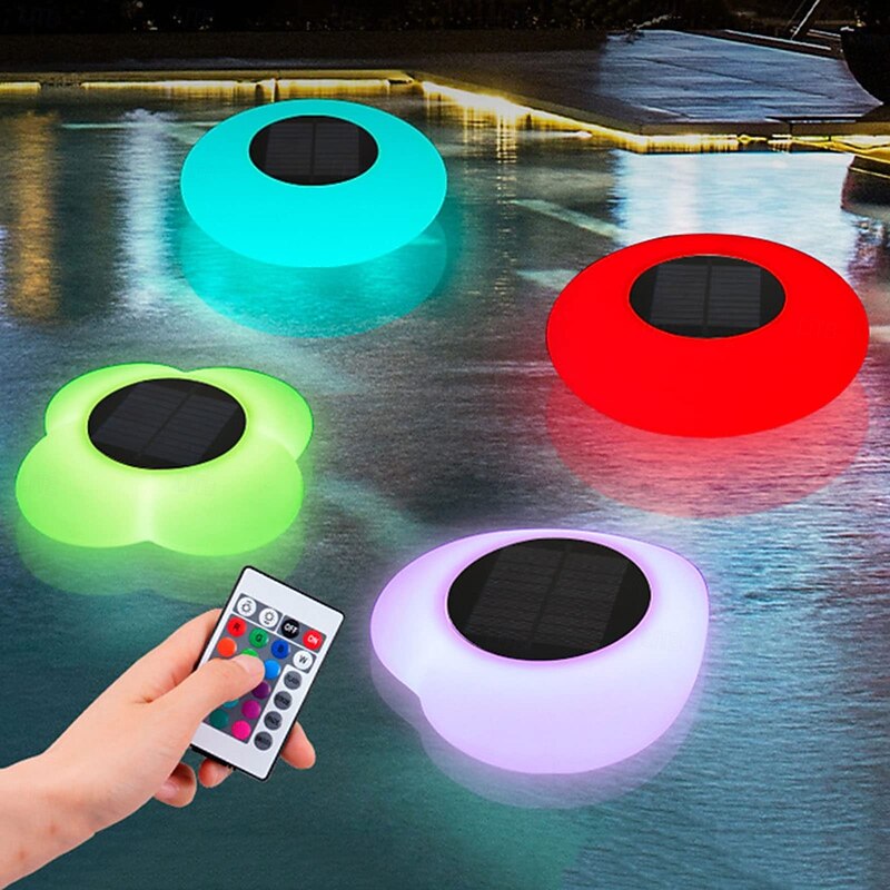1 Pc Outdoor Solar Rgb Pool Light Waterproofremote Control, 16 Tone Light Fountain Pool Floating Light Landscape Light, Four Styles To Choose From