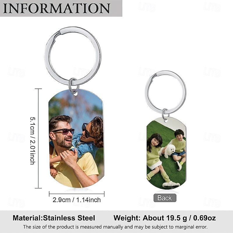 Personalized Graduation Gift Keychain Double-Sided Photo Keychain  Custom Wedding Gift for Couple Stainless Steel Pendant Ornament Gift for Boyfriend Girlfriend Pet Memorial2