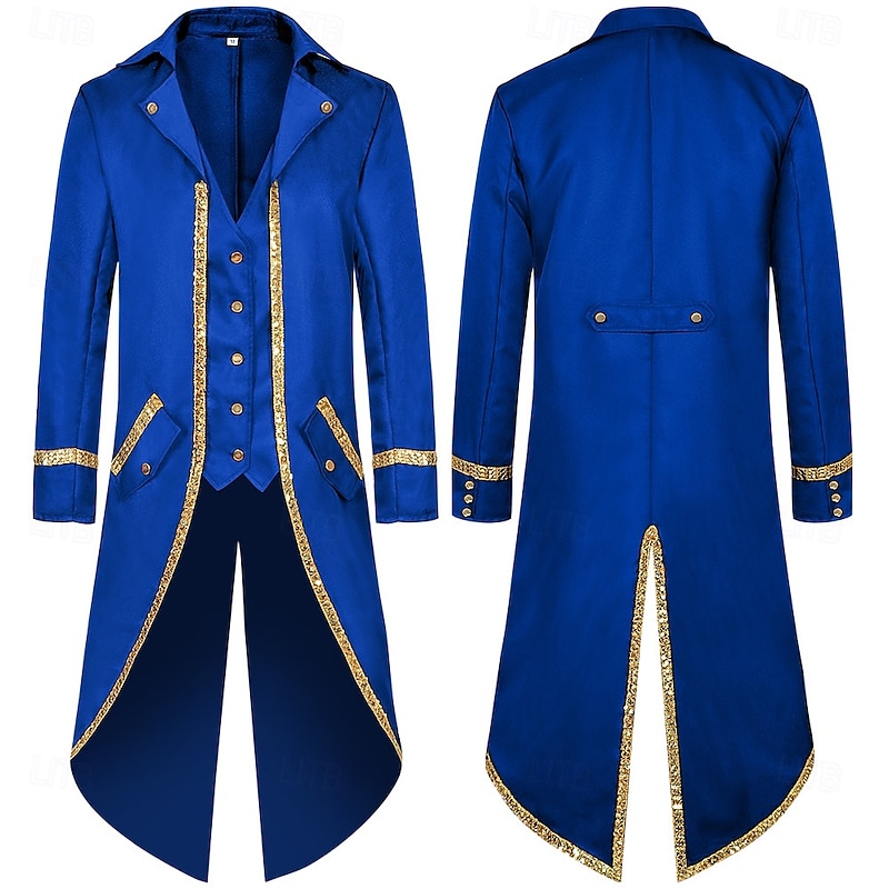Retro Vintage Rococo Medieval Coat Tuxedo Tailcoat Fancy Dress Men's Royal Halloween Carnival Party LARP Ren Faire Adults' Coat All Seasons3