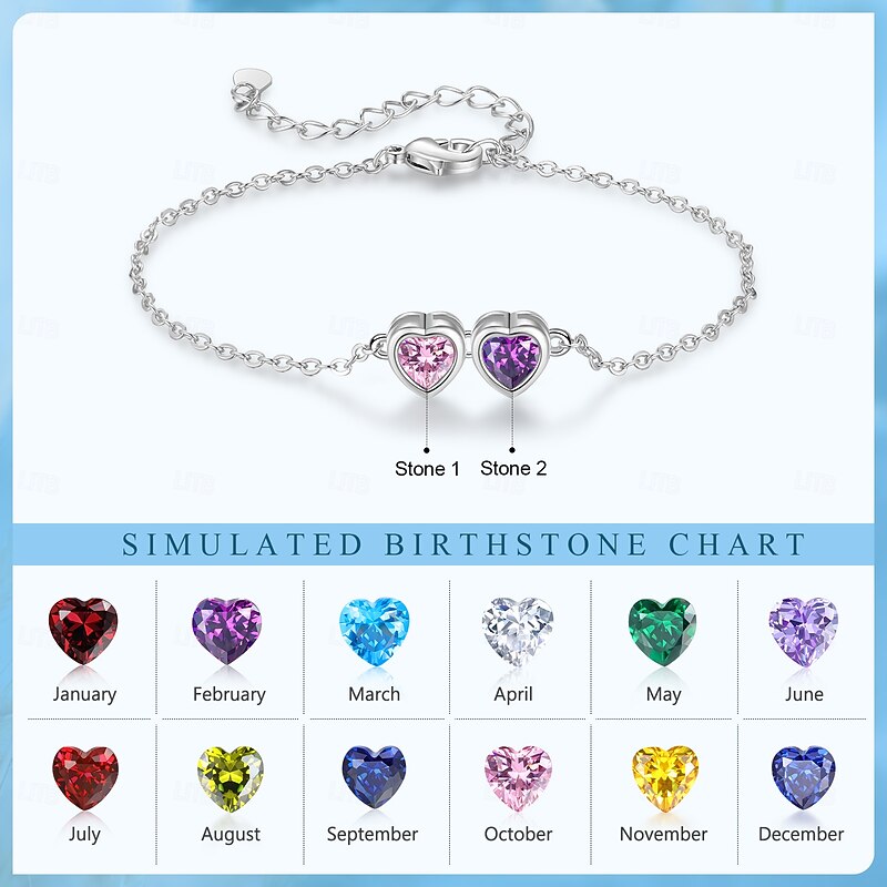 Personalized Birthstone Bracelet  Romantic Gift for Mom Wife Girlfriend, Mother's Day Valentine's Day Christmas Birthday Anniversary Jewelry, Daily Wear Accessory