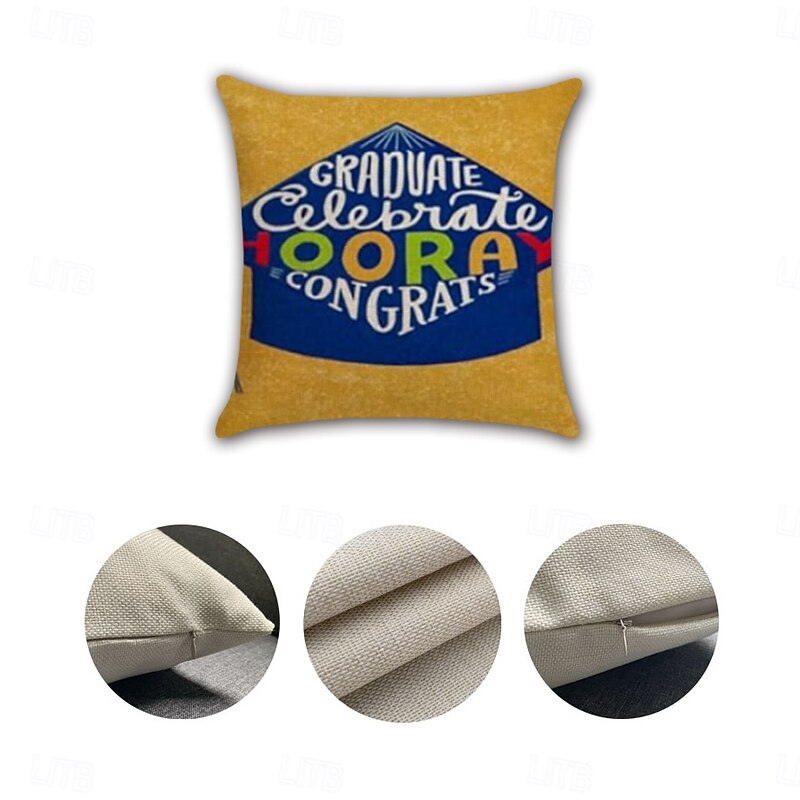 Graduation Decorative Toss Pillows Cover 4PC Best Graduation Gift Soft Square Couch Cushion Case Pillowcase for Bedroom Livingroom Sofa Chair4