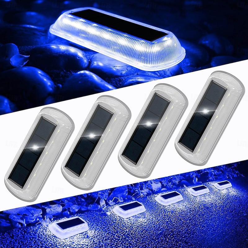 4 Pcs Solar Ground Lights Deck Lights 16LED Outdoor IP65 Waterproof Garden Lights Garden Steps Pathway Lawn Terrace Lighting Decoration