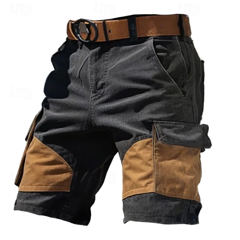 Men's Cargo Shorts Shorts Bermuda shorts Hiking Shorts Multi Pocket Straight Leg Color Block Plain Breathable Moisture Wicking Knee Length Outdoor Casual Daily Fashion Streetwear Black Micro-elastic