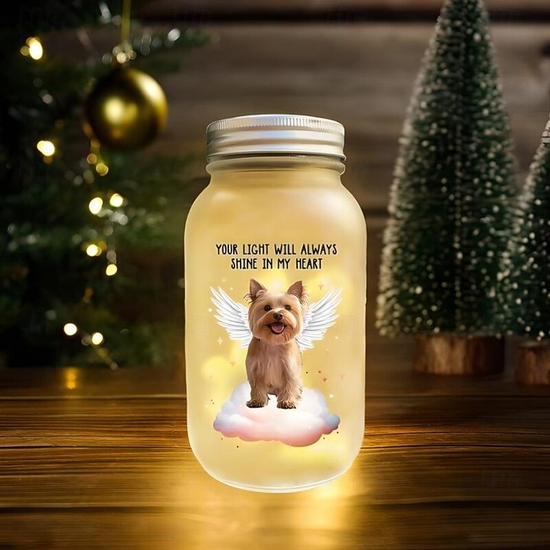 Personalised Pet Memorial Mason Jar Light Custom Photo Sympathy Gifts For Loss Of Loved Ones, Dog Memorial Light for Home Bedroom Decor, Tribute to Beloved Pup4