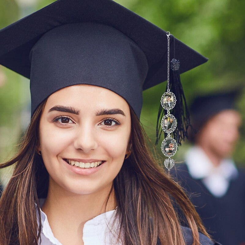 Personalized Graduation Tassel Photo Charm, Custom Memorial Best Graduation Gift,Charm with Angel Wings Unique Keepsake for Friends or Yourself, Perfect for Graduation, Birthday, Christmas3
