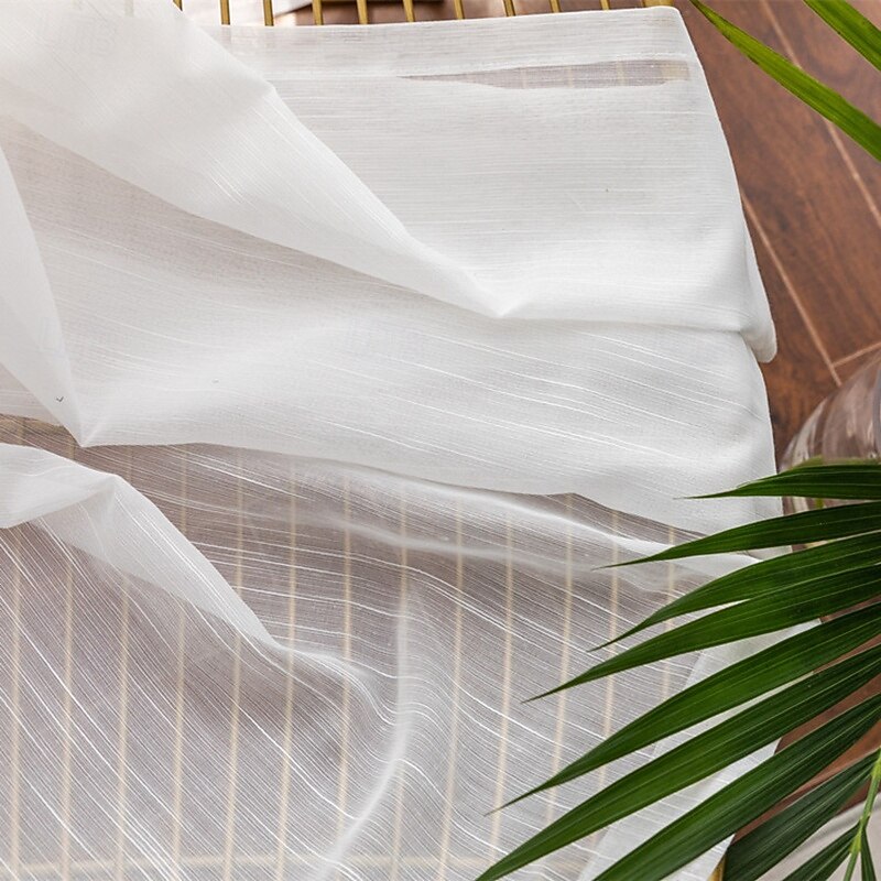 2Pcs Modern Minimalist Style Striped Window Screen Living Room Bedroom Dining Room Study Semi Transparent Curtains3