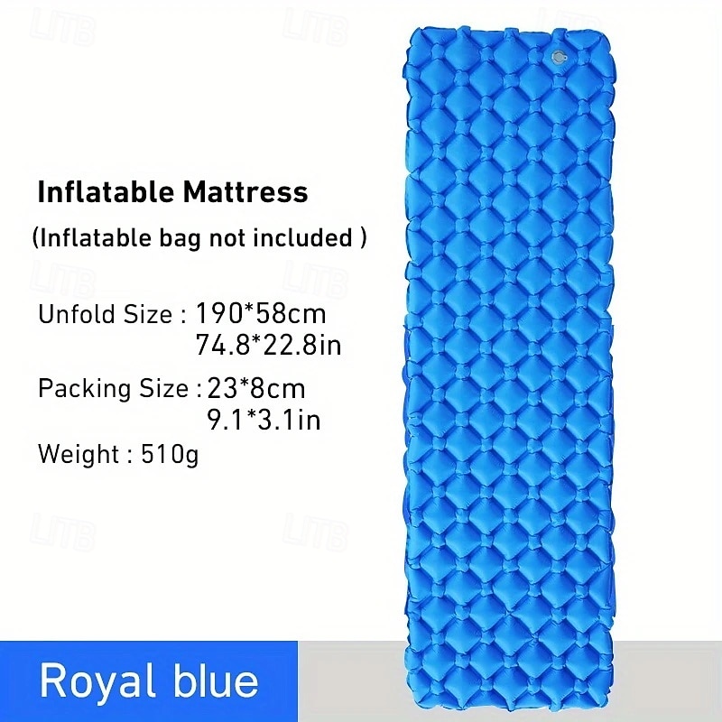 1 Person Rectangle Air Pad Camping Inflatable Mattress, Ultralight, Folding Bed, Travel Mat, Nylon, Without Press To Inflate
