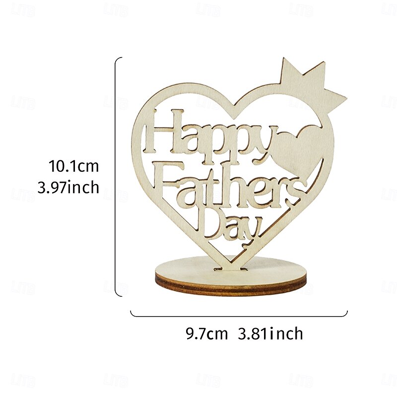 Father's Day Mother's Day Wooden Heart Crown Decor Gift, Best Dad Mom Cutout Letter Ornament, Modern Tabletop Decoration for Parent Celebration or Home Display2
