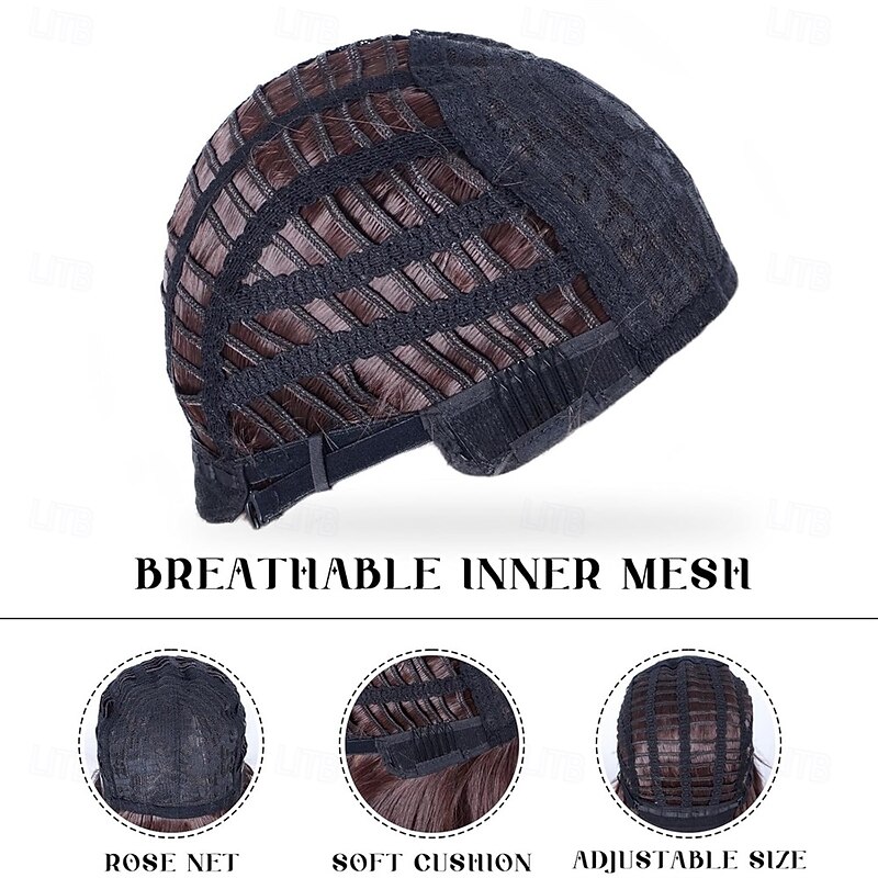 Short Brown Bob Wig With Bangs Straight Bob Wigs for Women Brown Bob Synthetic Wig Super Soft and Easy to Wear Straight Bob Wig Colorful Synthetic Wig for Daily Cosplay Halloween4