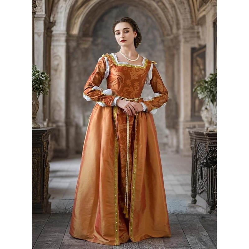 Medieval Renaissance Dress Prom Dresses Gown Viking Celtic Knight Fancy Dress Women's Royal Halloween Carnival Masquerade Performance LARP Ren Faire Adults' Dress