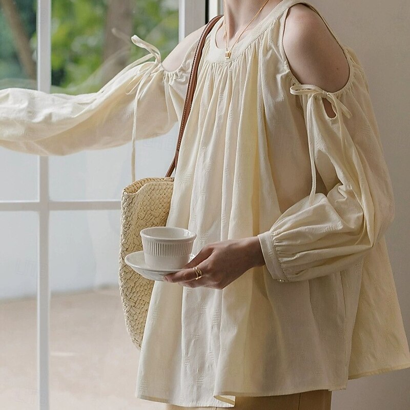 Retro Vintage Medieval Renaissance Blouse / Shirt Hollow Out Fancy Dress Women's Vacation Casual Daily Adults' Blouse Spring & Summer3