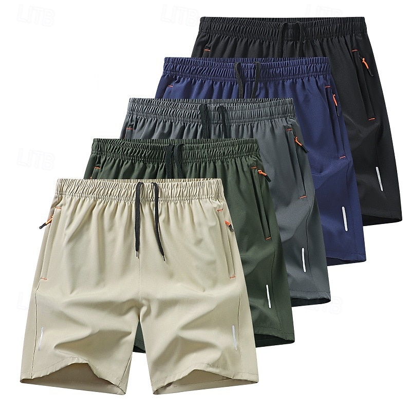 Men's Shorts Summer Shorts Casual Shorts Pocket Drawstring Elastic Waist Plain Comfort Breathable Knee Length Outdoor Vacation Sport Casual Lake blue Black
