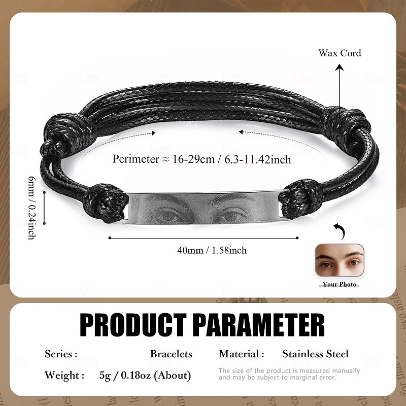 Personalized Custom Eye Hand Rope Custom Best Gift for Dad Husband, Father, Boyfriend - Unique Photo Customization for Special Occasions and Thoughtful Celebrations2