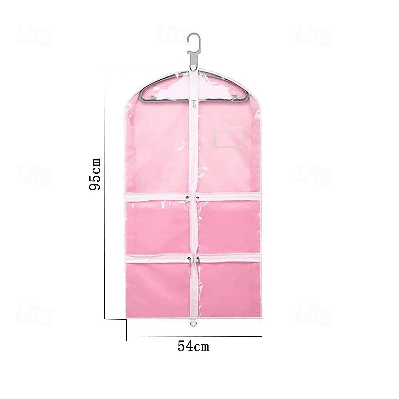 Kids Garment Bag with 3 Zipper Pockets, Transparent PVC Suit Cover with Polyester Backing, Dustproof Hanging Storage Bag for Dresses, Costumes, Travel, Competitions4