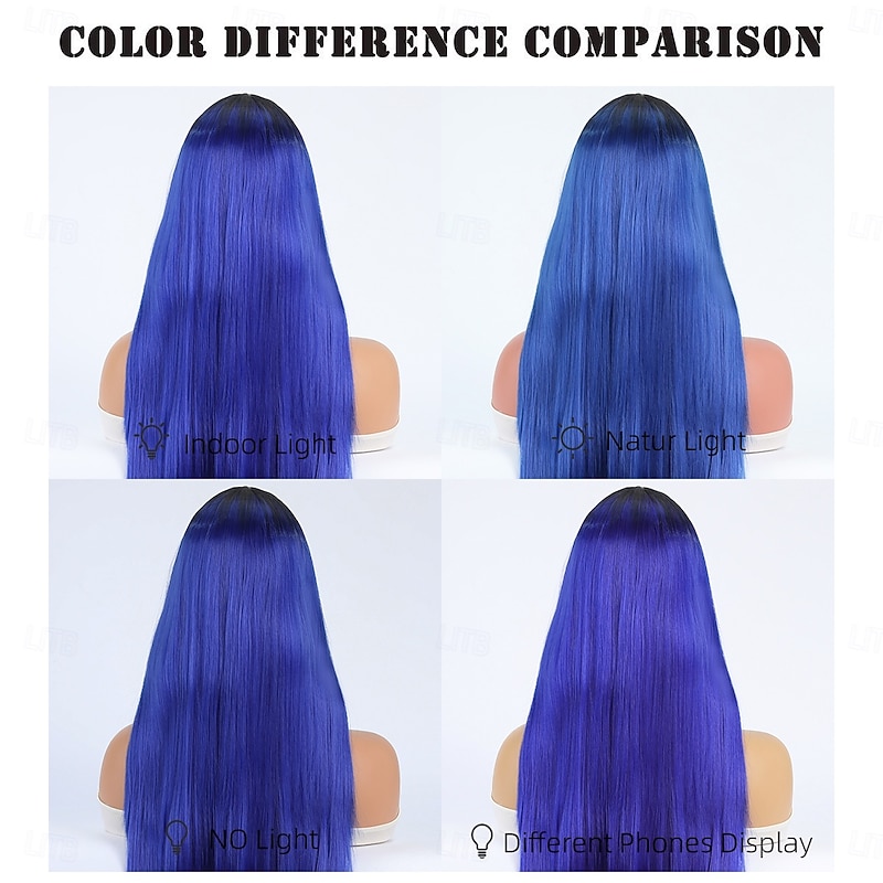 Synthetic Wig kinky Straight Natural Straight Layered Haircut Deep Parting Machine Made Wig 28 inch A1 Synthetic Hair Women's Classic Comfortable Highlighted / Balayage Hair Purple3
