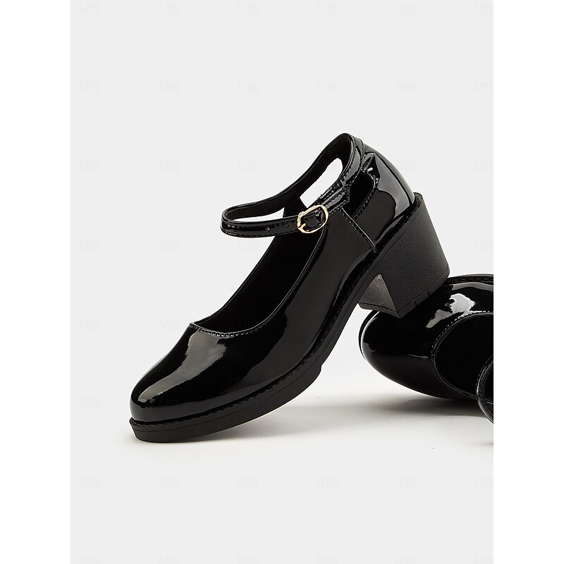 Women's Black Patent Leather Mary Jane Block Heels – Classic Office Pumps for Formal & Business Wear2