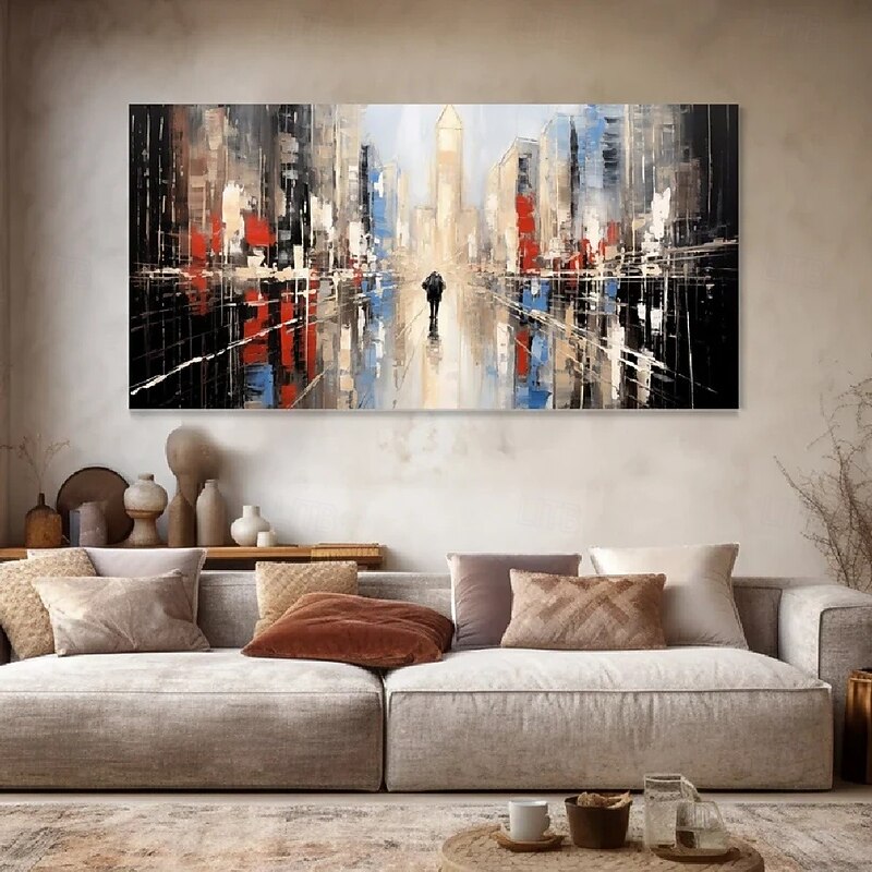 Handmade city Abstract Oil Painting On Canvas Modern city Oil Painting Hand Painted Large oil painting for bedroom Wall Art picture  For Home Decor4