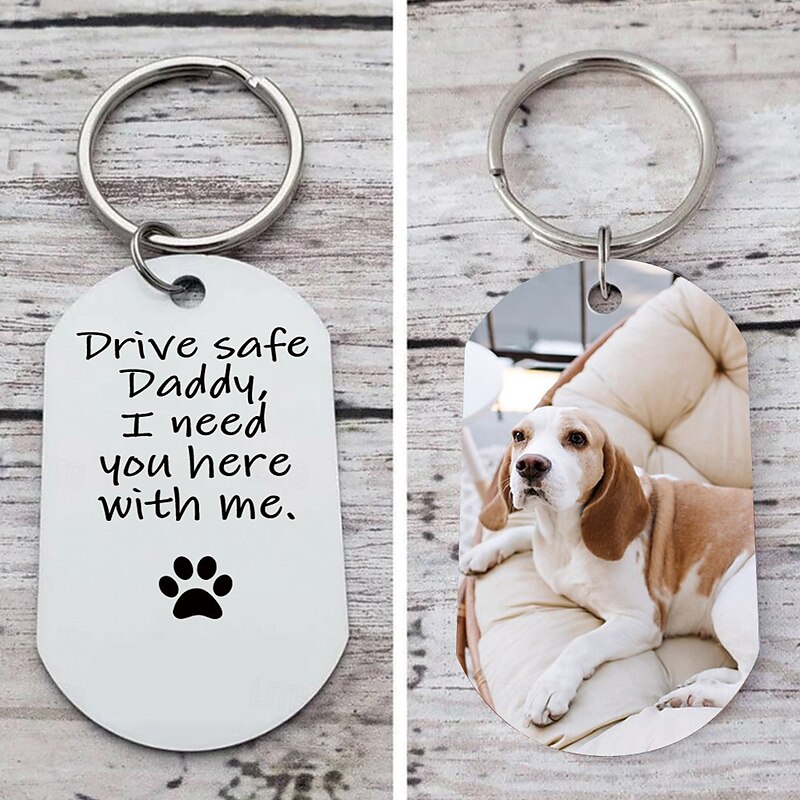 Personalized Pet Photo Keychain Custom Dog Key Ring Memorial Gift for Pet Lovers, Mom Dad Birthday Christmas Valentine's Day Keepsake