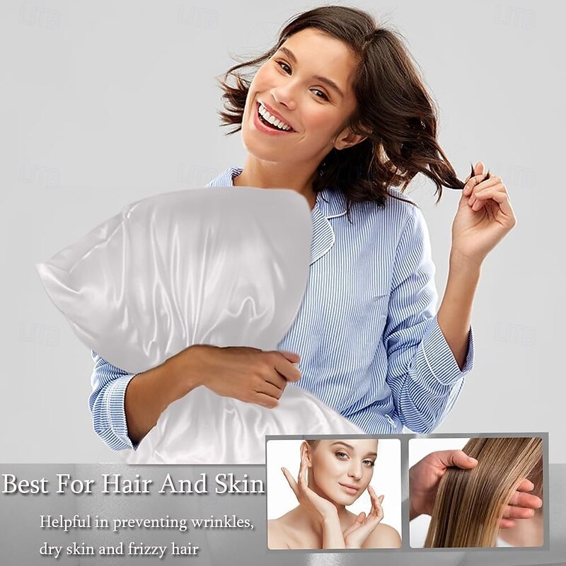 Pure Color Imitation Silk Satin Pillowcase Pocket Pillow Summer Spring4