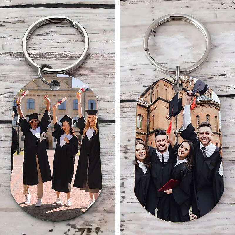 Personalized Graduation Gift Keychain Double-Sided Photo Keychain  Custom Wedding Gift for Couple Stainless Steel Pendant Ornament Gift for Boyfriend Girlfriend Pet Memorial